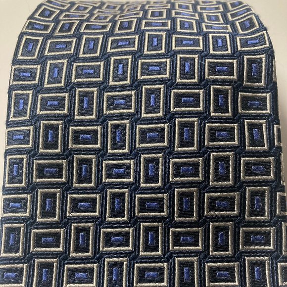 Robert Talbott Best of Class Silk Hand Sewn Necktie Silver Blue Geometric Tie - Picture 4 of 6